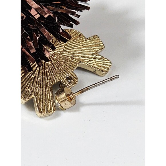 Reindeer Necklace & Earrings Set Brown  Pom Pom Multi Color Rinestone Holiday - Picture 10 of 10